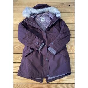NEW Solocote Faux Fur Hooded Coat Size 13/14 Girl’s Purple Zip/Snap